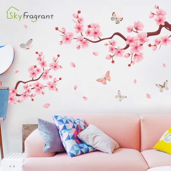 Ink Wash Peach Blossom Wall Stickers For Living Room Bedroom Home Flower Background Wall Decor Self-adhesive Sticker Wallpaper - Image 6
