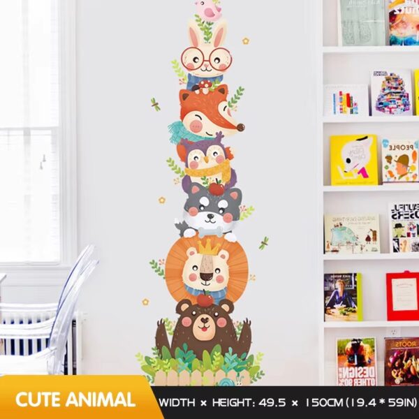 Cartoon Animals Wall Stickers For Kids Room Wardrobe Child Bedroom Nursery Self Adhesive Vinyl Cute Door Sticker Home Wall Decor