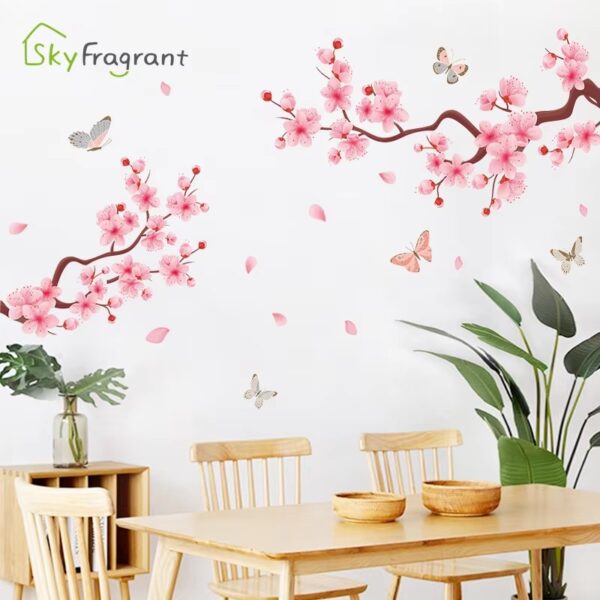 Ink Wash Peach Blossom Wall Stickers For Living Room Bedroom Home Flower Background Wall Decor Self-adhesive Sticker Wallpaper - Image 5