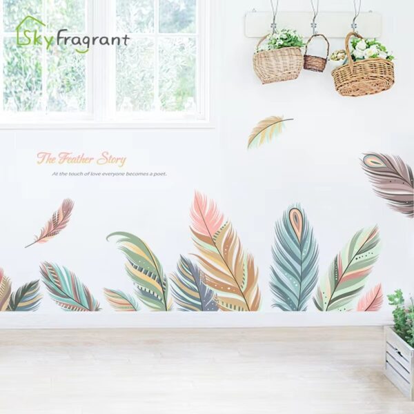Nordic Feather Creative Wall Stickers For Living Rooms Home Wardrobe Bedroom Wall Decor Self Adhesive Vinyl Sticker Wallpapers - Image 5