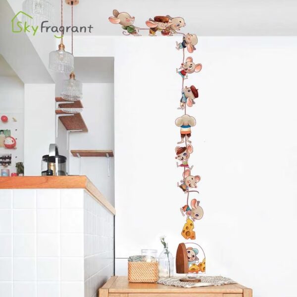 Cartoon Mouse Family Kids Room Decor Self-adhesive Cute Mice Stickers Home Decor Living Room Decoration Background Wall Sticker - Image 7