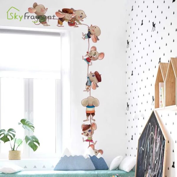 Cartoon Mouse Family Kids Room Decor Self-adhesive Cute Mice Stickers Home Decor Living Room Decoration Background Wall Sticker - Image 6