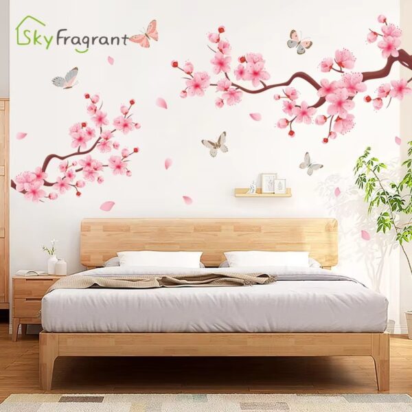 Ink Wash Peach Blossom Wall Stickers For Living Room Bedroom Home Flower Background Wall Decor Self-adhesive Sticker Wallpaper - Image 7