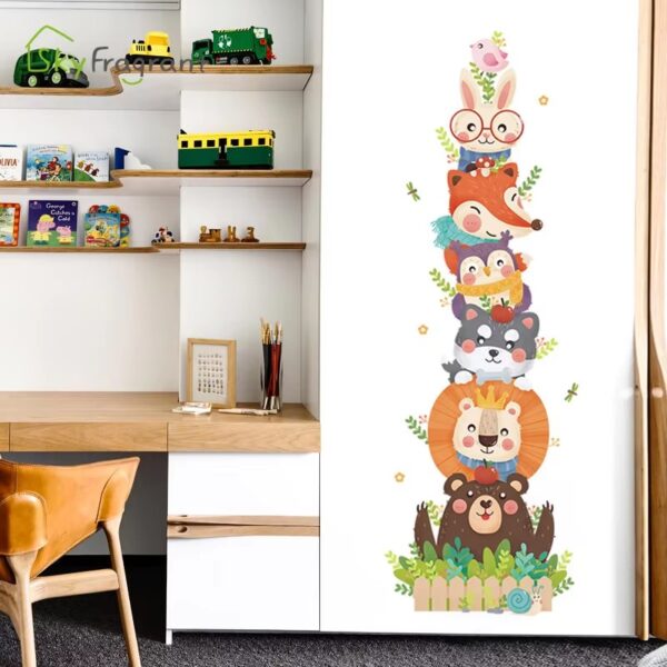 Cartoon Animals Wall Stickers For Kids Room Wardrobe Child Bedroom Nursery Self Adhesive Vinyl Cute Door Sticker Home Wall Decor - Image 6