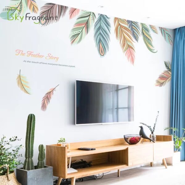 Nordic Feather Creative Wall Stickers For Living Rooms Home Wardrobe Bedroom Wall Decor Self Adhesive Vinyl Sticker Wallpapers - Image 6