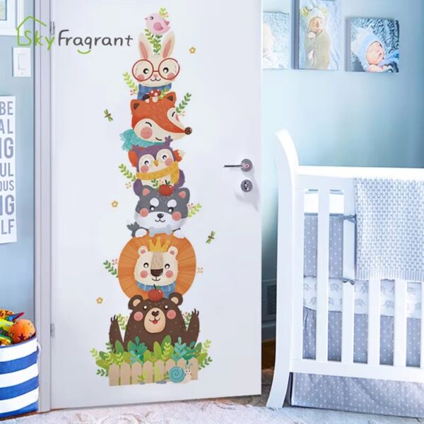 Cartoon Animals Wall Stickers For Kids Room Wardrobe Child Bedroom Nursery Self Adhesive Vinyl Cute Door Sticker Home Wall Decor - Image 5