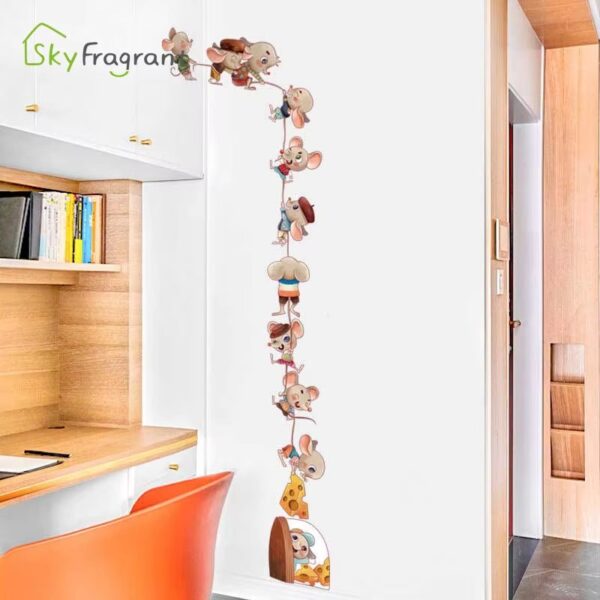 Cartoon Mouse Family Kids Room Decor Self-adhesive Cute Mice Stickers Home Decor Living Room Decoration Background Wall Sticker - Image 5