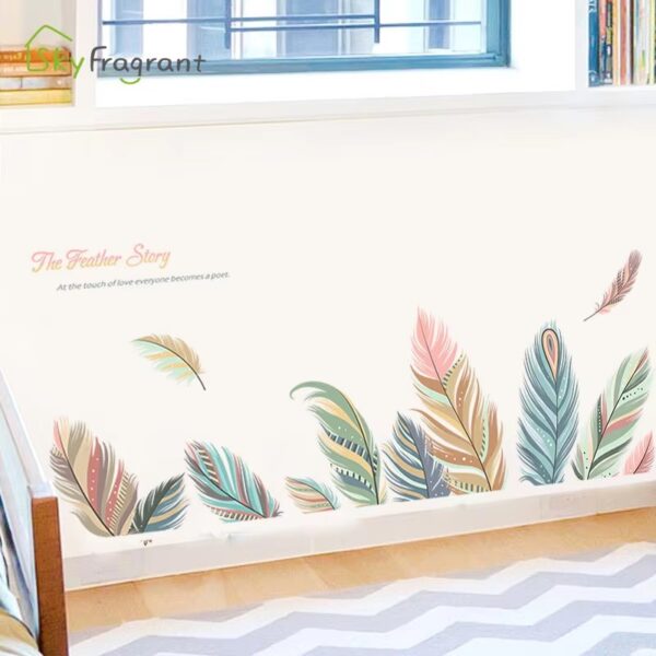 Nordic Feather Creative Wall Stickers For Living Rooms Home Wardrobe Bedroom Wall Decor Self Adhesive Vinyl Sticker Wallpapers - Image 3