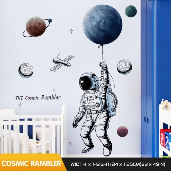 Space Theme Astronaut Wall Sticker Dormitory Living Room Wall Decor Self-adhesive Bedroom 3d Kids Room Decoration Home Decor