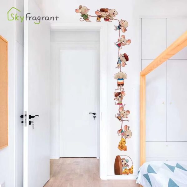 Cartoon Mouse Family Kids Room Decor Self-adhesive Cute Mice Stickers Home Decor Living Room Decoration Background Wall Sticker - Image 3
