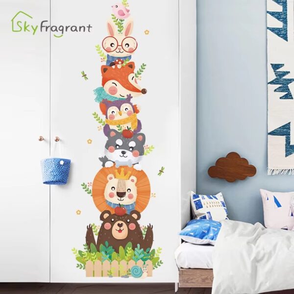 Cartoon Animals Wall Stickers For Kids Room Wardrobe Child Bedroom Nursery Self Adhesive Vinyl Cute Door Sticker Home Wall Decor - Image 4