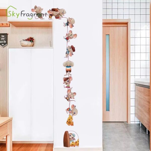 Cartoon Mouse Family Kids Room Decor Self-adhesive Cute Mice Stickers Home Decor Living Room Decoration Background Wall Sticker - Image 4