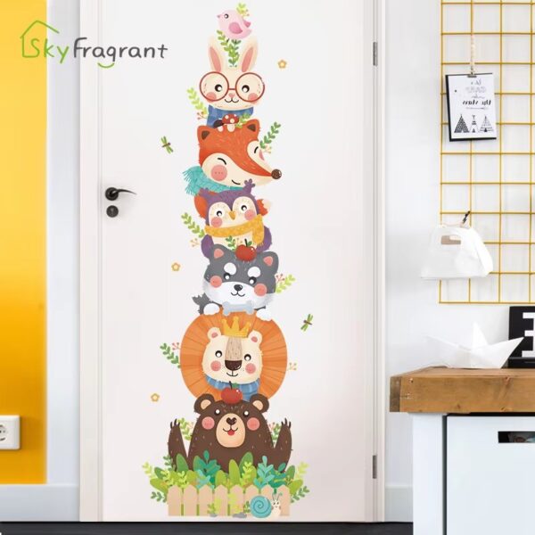 Cartoon Animals Wall Stickers For Kids Room Wardrobe Child Bedroom Nursery Self Adhesive Vinyl Cute Door Sticker Home Wall Decor - Image 3