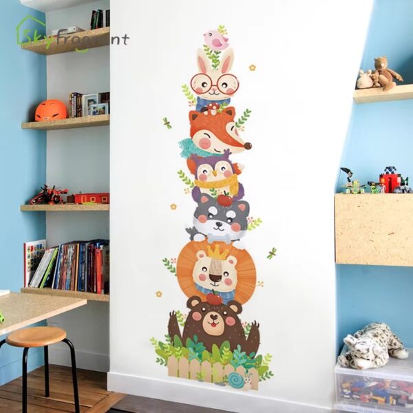 Cartoon Animals Wall Stickers For Kids Room Wardrobe Child Bedroom Nursery Self Adhesive Vinyl Cute Door Sticker Home Wall Decor - Image 2