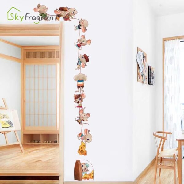 Cartoon Mouse Family Kids Room Decor Self-adhesive Cute Mice Stickers Home Decor Living Room Decoration Background Wall Sticker - Image 2