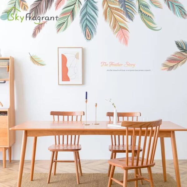 Nordic Feather Creative Wall Stickers For Living Rooms Home Wardrobe Bedroom Wall Decor Self Adhesive Vinyl Sticker Wallpapers - Image 2