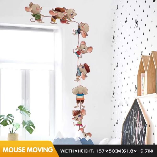 Cartoon Mouse Family Kids Room Decor Self-adhesive Cute Mice Stickers Home Decor Living Room Decoration Background Wall Sticker