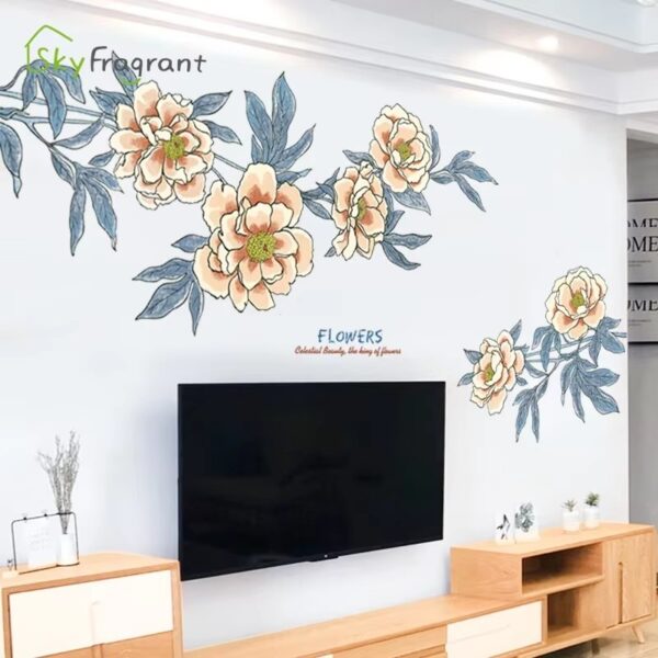 Large Size Romantic Plant Flower Wall Stickers For Living Room Home Decor Background Wall Decoration Self-adhesive Vinyl Sticker - Image 6