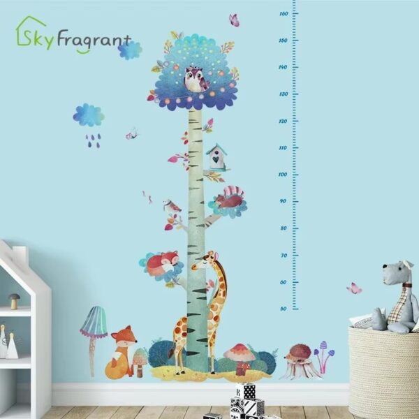 Growth Tree Height Wall Stickers For Kids Rooms Home Child Bedroom Wall Decor Animals Self Adhesive Vinyl Door Glass Sticker - Image 6