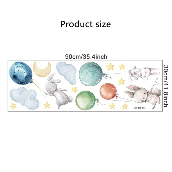 Cute Lovely Flying Rabbits Wall Stickers For Kids Balloons Moon Star Cloud Removable Decal Nursery Baby Room Decor Poster Mural - Image 6