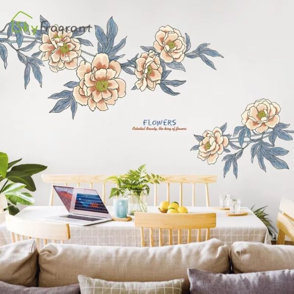 Large Size Romantic Plant Flower Wall Stickers For Living Room Home Decor Background Wall Decoration Self-adhesive Vinyl Sticker - Image 7