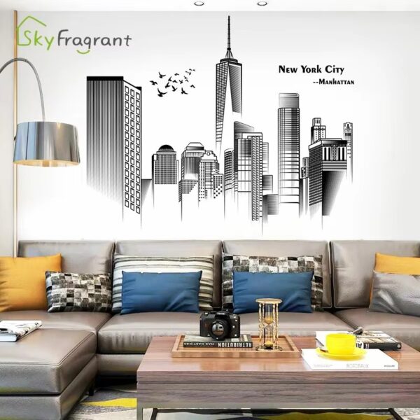 Creative Manhattan Wall Sticker Bedroom Decor Home Black And White Art Stickers Living Room Background Wall Decor Self-adhesive - Image 4