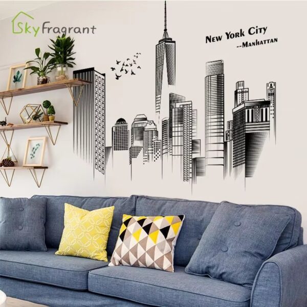 Creative Manhattan Wall Sticker Bedroom Decor Home Black And White Art Stickers Living Room Background Wall Decor Self-adhesive - Image 8