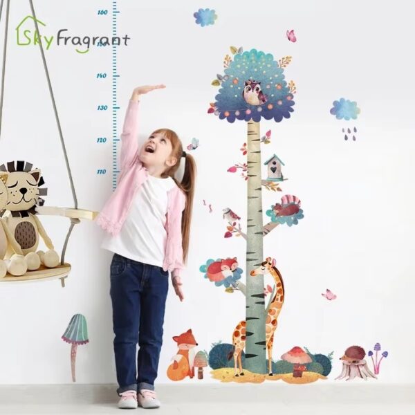 Growth Tree Height Wall Stickers For Kids Rooms Home Child Bedroom Wall Decor Animals Self Adhesive Vinyl Door Glass Sticker - Image 5