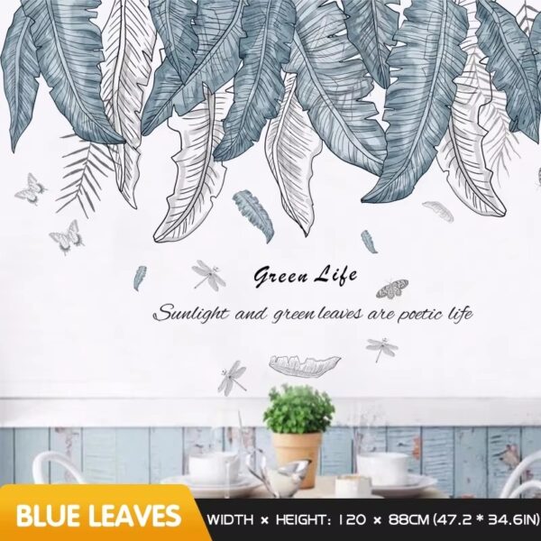 Plants Leaves Wall Stickers For Living Rooms Bedroom Home Background Wall Decoration Self-adhesive Vinyl Sticker Wallpapers