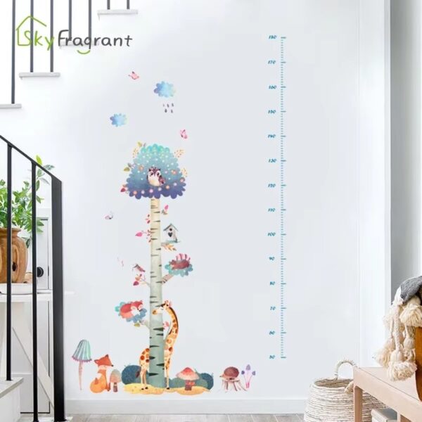Growth Tree Height Wall Stickers For Kids Rooms Home Child Bedroom Wall Decor Animals Self Adhesive Vinyl Door Glass Sticker - Image 4