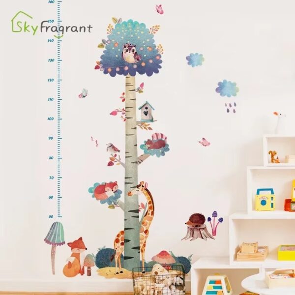 Growth Tree Height Wall Stickers For Kids Rooms Home Child Bedroom Wall Decor Animals Self Adhesive Vinyl Door Glass Sticker - Image 3