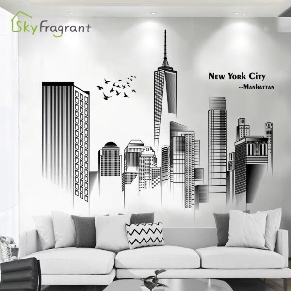 Creative Manhattan Wall Sticker Bedroom Decor Home Black And White Art Stickers Living Room Background Wall Decor Self-adhesive - Image 5