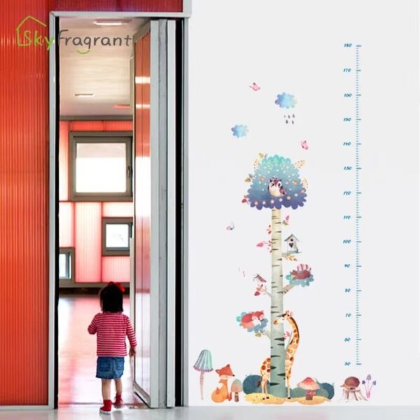 Growth Tree Height Wall Stickers For Kids Rooms Home Child Bedroom Wall Decor Animals Self Adhesive Vinyl Door Glass Sticker - Image 2