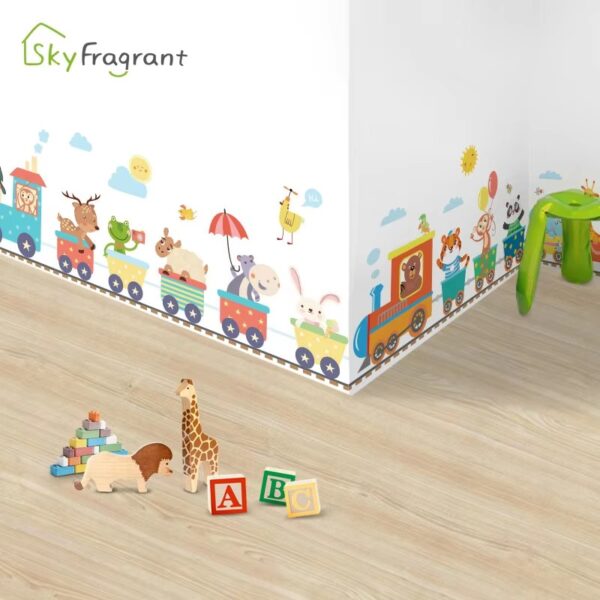 Cartoon Cute Animals Train Wall Stickers For Kids Rooms Home Child Bedroom Skirting Wall Decor Self Adhesive Sticker Wallpapers - Image 6