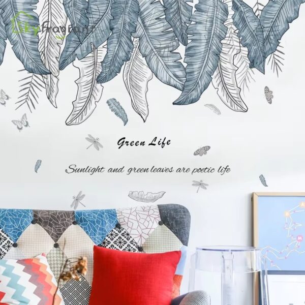 Plants Leaves Wall Stickers For Living Rooms Bedroom Home Background Wall Decoration Self-adhesive Vinyl Sticker Wallpapers - Image 6