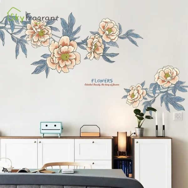 Large Size Romantic Plant Flower Wall Stickers For Living Room Home Decor Background Wall Decoration Self-adhesive Vinyl Sticker - Image 4