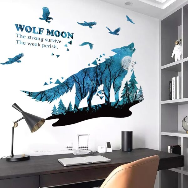 Inspiring Wolf Creative Wall Stickers For Living Rooms Office Background Wall Decoration Self-adhesive Vinyl Sticker Wallpapers - Image 3