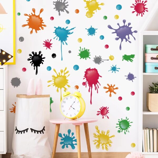 Creative Watercolor Colorful Wall Stickers For Kids Room Child Bedroom Wardrobe Wall Decor Self-adhesive Sticker Wallpapers - Image 2