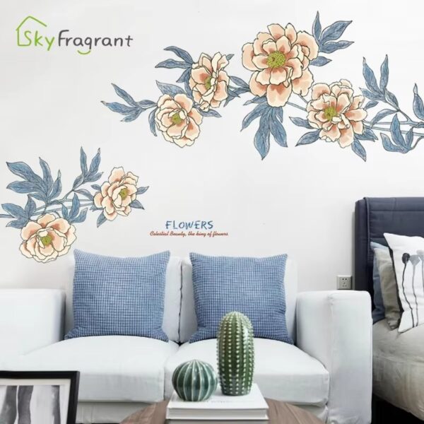Large Size Romantic Plant Flower Wall Stickers For Living Room Home Decor Background Wall Decoration Self-adhesive Vinyl Sticker - Image 5