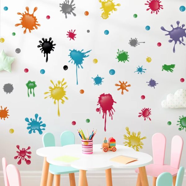 Creative Watercolor Colorful Wall Stickers For Kids Room Child Bedroom Wardrobe Wall Decor Self-adhesive Sticker Wallpapers