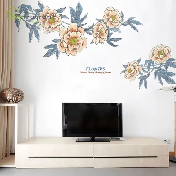 Large Size Romantic Plant Flower Wall Stickers For Living Room Home Decor Background Wall Decoration Self-adhesive Vinyl Sticker - Image 2