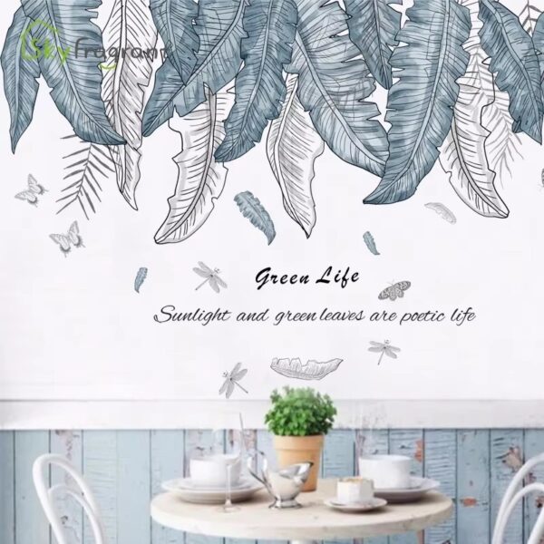 Plants Leaves Wall Stickers For Living Rooms Bedroom Home Background Wall Decoration Self-adhesive Vinyl Sticker Wallpapers - Image 2