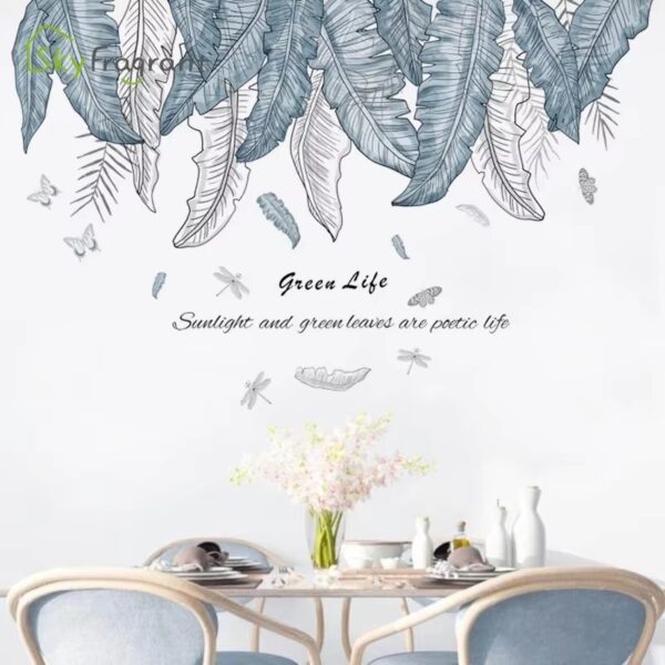 Plants Leaves Wall Stickers For Living Rooms Bedroom Home Background Wall Decoration Self-adhesive Vinyl Sticker Wallpapers - Image 5