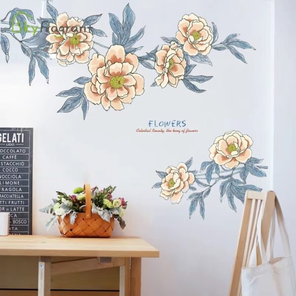 Large Size Romantic Plant Flower Wall Stickers For Living Room Home Decor Background Wall Decoration Self-adhesive Vinyl Sticker - Image 3