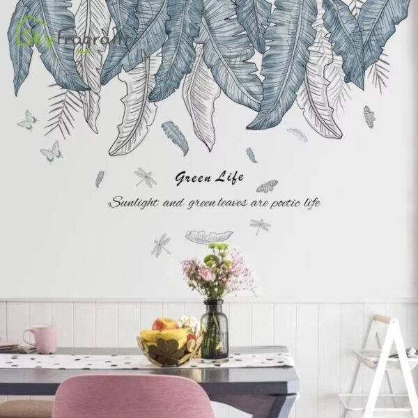 Plants Leaves Wall Stickers For Living Rooms Bedroom Home Background Wall Decoration Self-adhesive Vinyl Sticker Wallpapers - Image 3